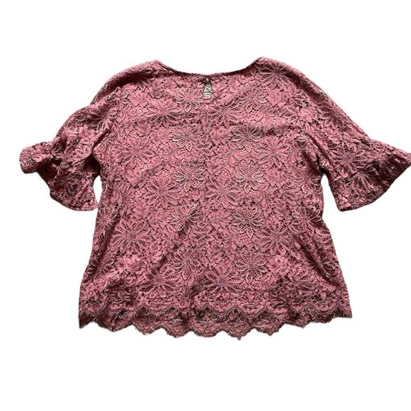 Nanette Lepore Womens/Teen Lace Blouse Flutter Sleeve Size Large Feminine Boho - Picture 1 of 6